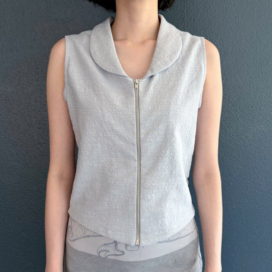 no sleeve zip up vest / blue / ノースリーブジップアップベスト