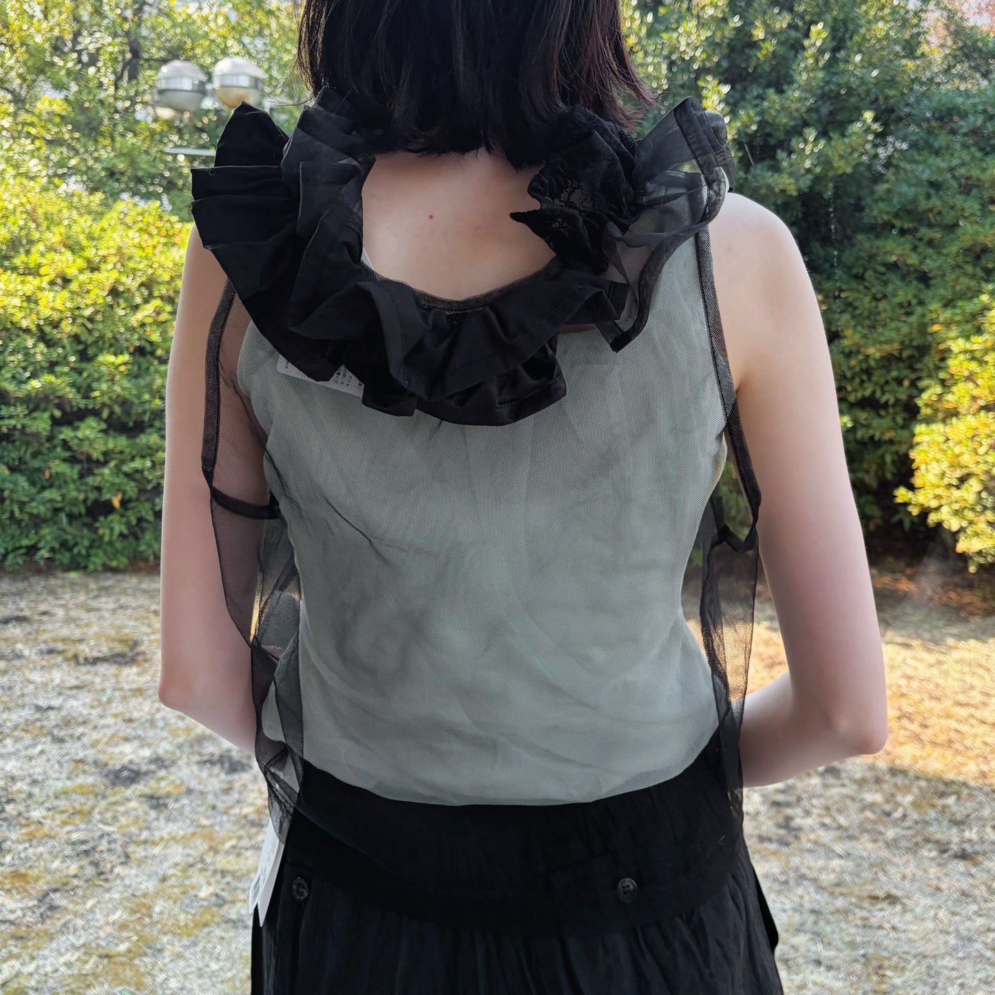 Sheer Frill Top / Black / シアーフリルスリーブレストップ
