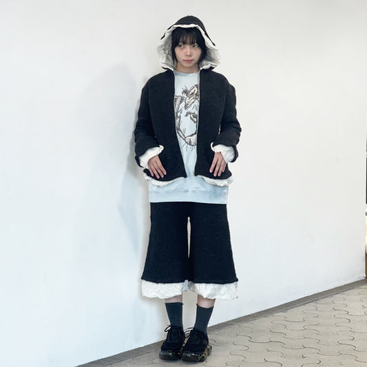 fulling hoody / charcoal gray / 縮絨ニットフーディー
