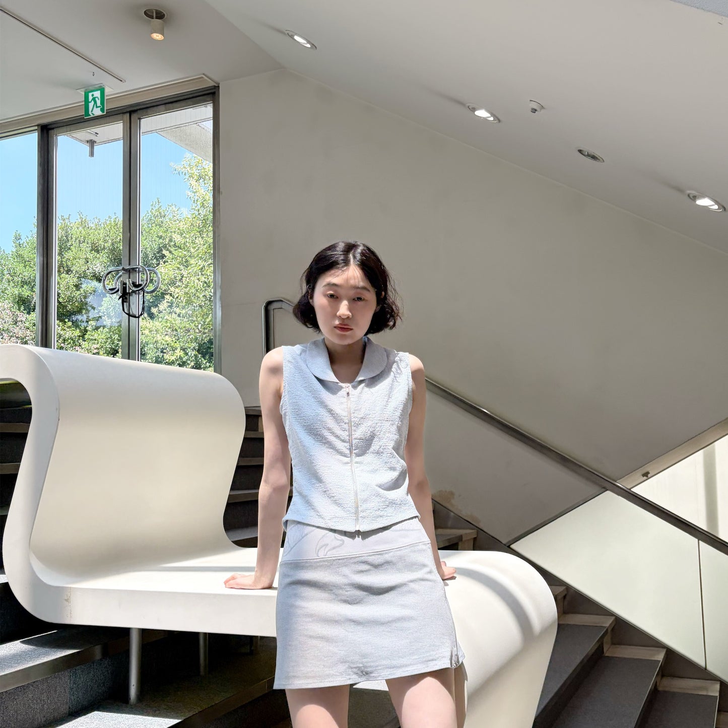 no sleeve zip up vest / blue / ノースリーブジップアップベスト