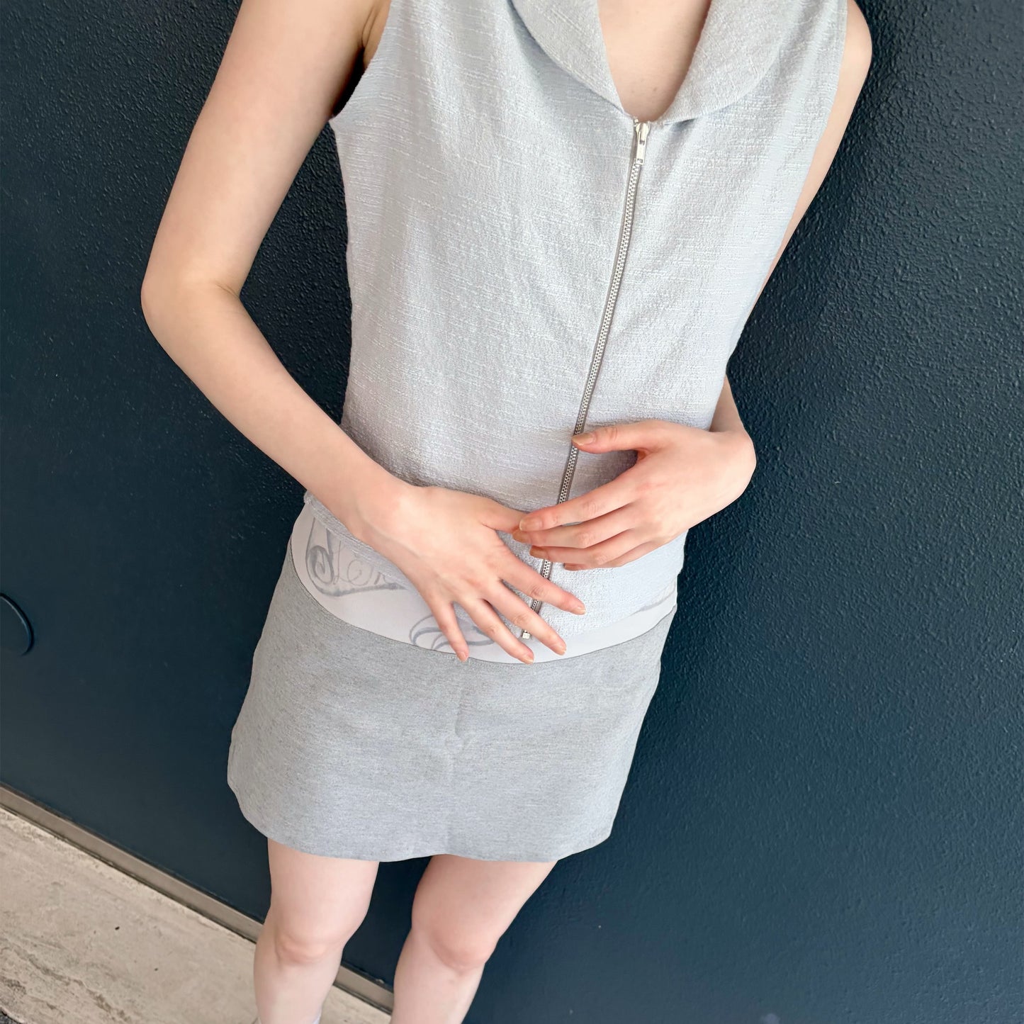 no sleeve zip up vest / blue / ノースリーブジップアップベスト