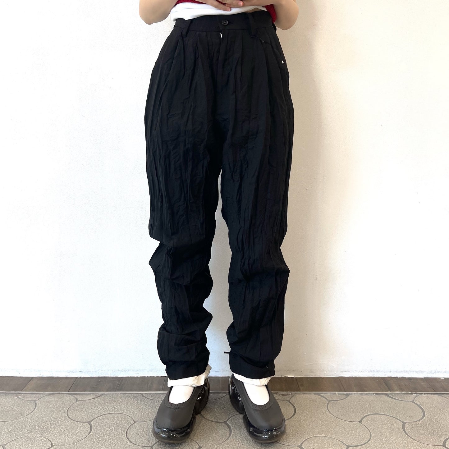 fulled pants / black / ウォッシュ加工パンツ