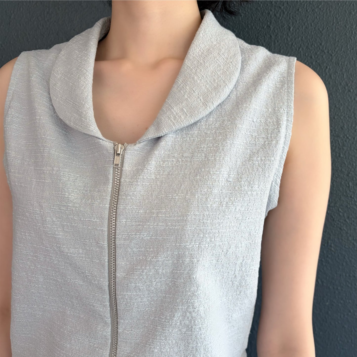 no sleeve zip up vest / blue / ノースリーブジップアップベスト