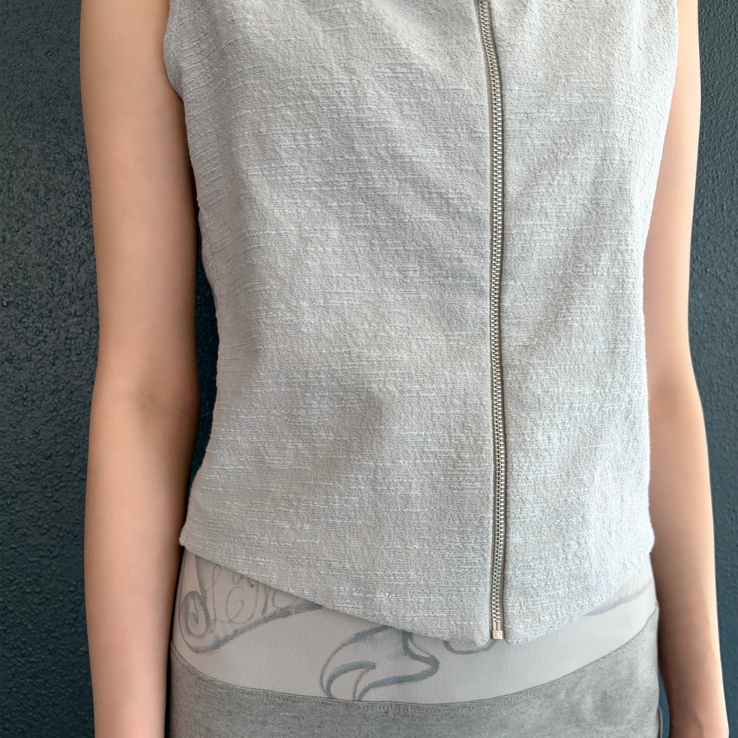 no sleeve zip up vest / blue / ノースリーブジップアップベスト