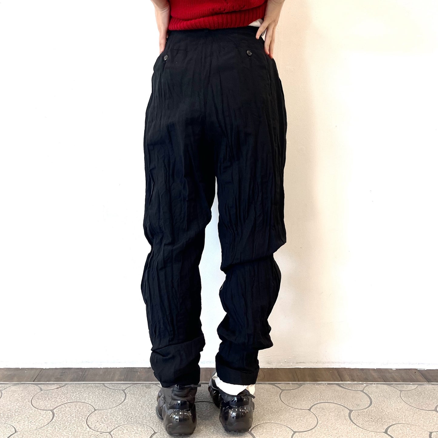 fulled pants / black / ウォッシュ加工パンツ