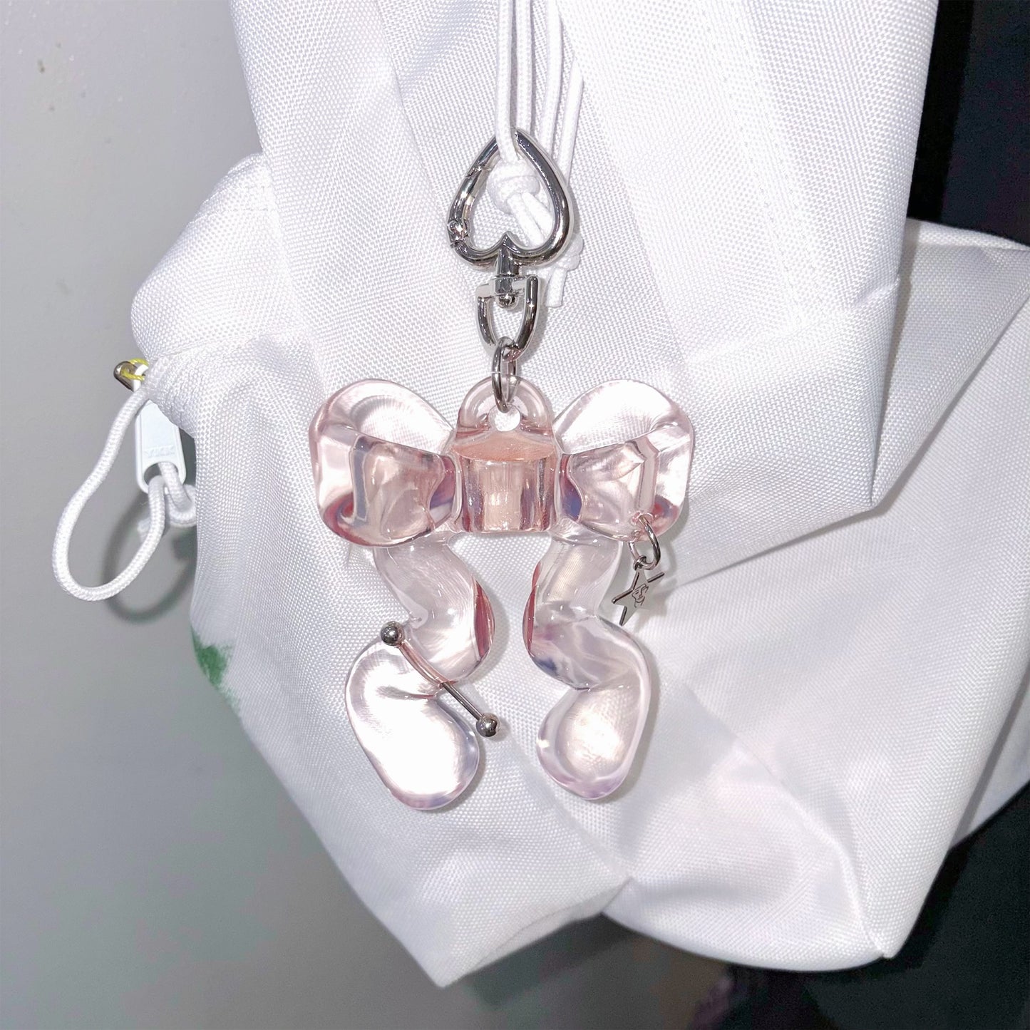 JELLY RIBBON Balm keychain / Peach Pink / リボンリップバームキーチェーン