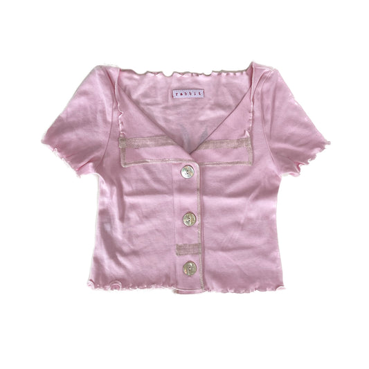 Libby button up tee / pink / 開襟Tシャツ