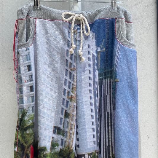 print sweat pants / beach - red / プリントスエットパンツ