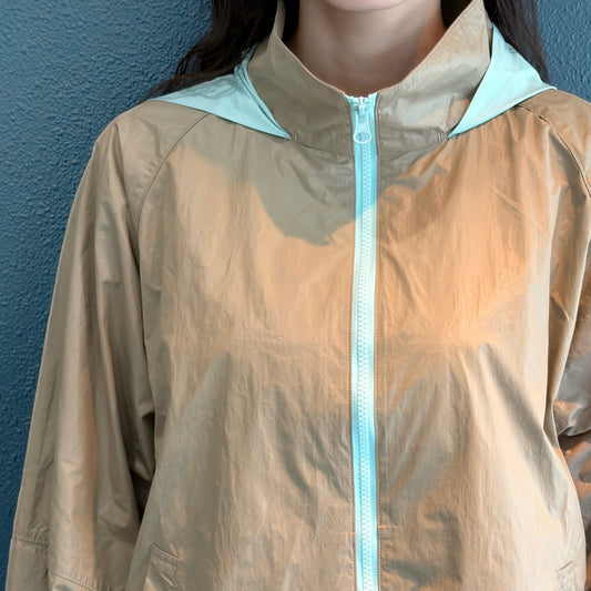 [F.E.E.S] color block windbreaker / khaki / ナイロンウィンドブレーカー