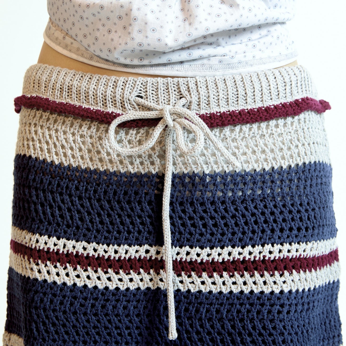 STRIPE LAYERED KNIT SKIRT / GREY / ストライプレイヤードニットスカート