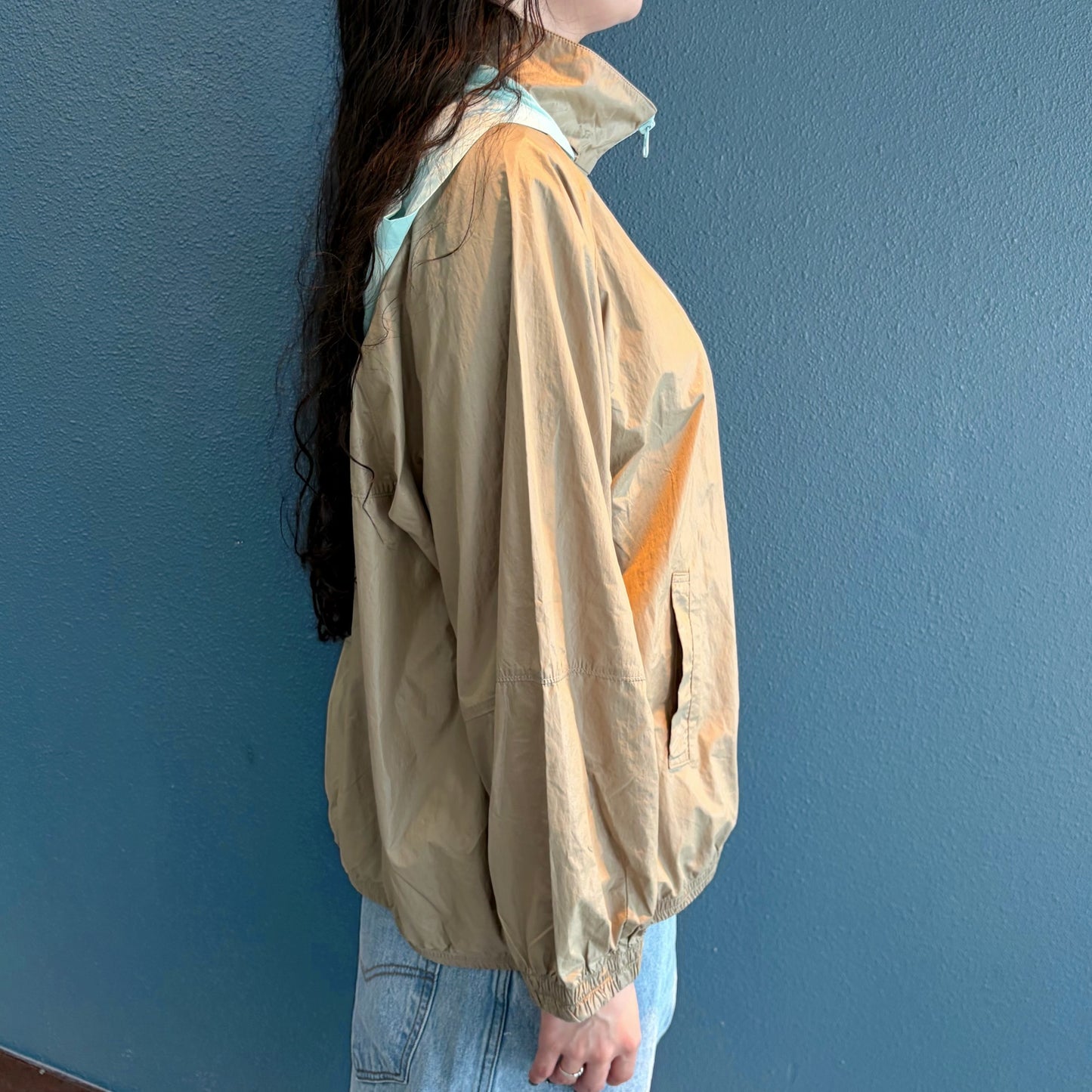 [F.E.E.S] color block windbreaker / khaki / ナイロンウィンドブレーカー