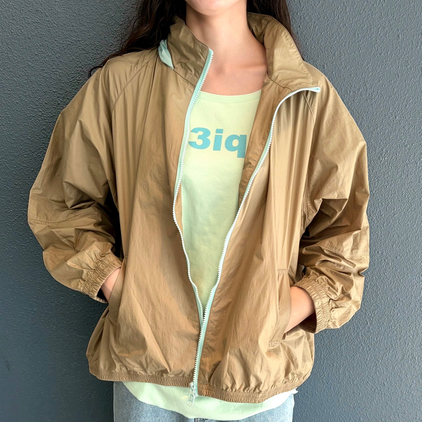 [F.E.E.S] color block windbreaker / khaki / ナイロンウィンドブレーカー