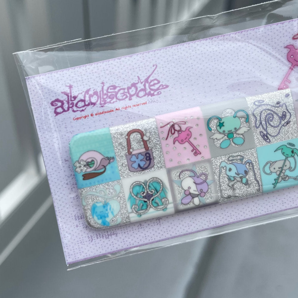 【alldollscode】badge（rectangle/ silver glitter ）/ バッジ