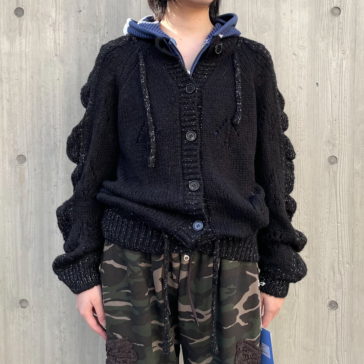 Glittered Knit Strap Cardigan / Black / グリッターニットストラップカーディガン