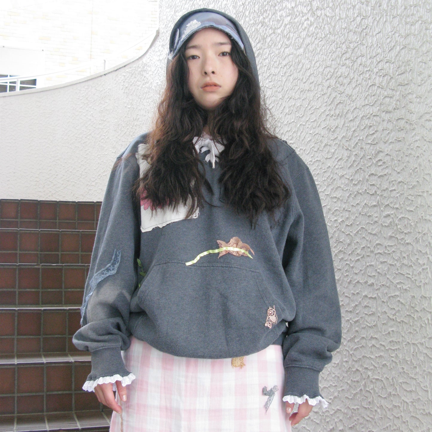 trust teji x TONII MONDO collabolation ★ Bond tie hoodie / Gray / ボンドタイフーディー
