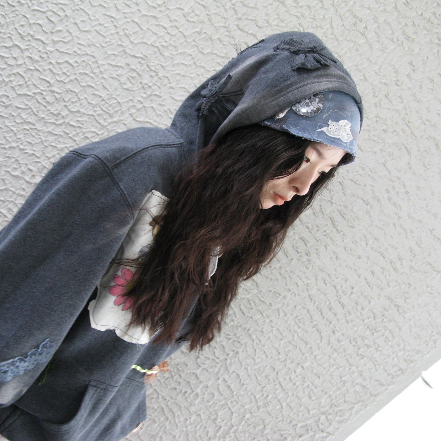 trust teji x TONII MONDO collabolation ★ Bond tie hoodie / Gray / ボンドタイフーディー