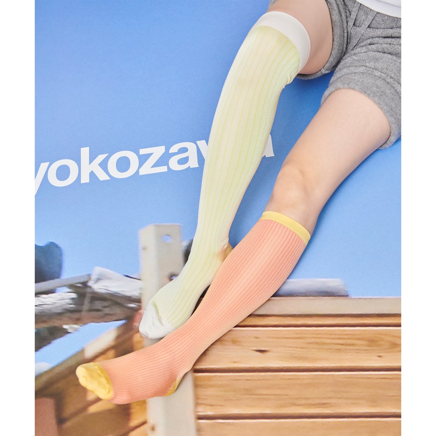 SOCKS ASSORTMENT / ORANGE&LIME / ハイソックス&ニーハイセット