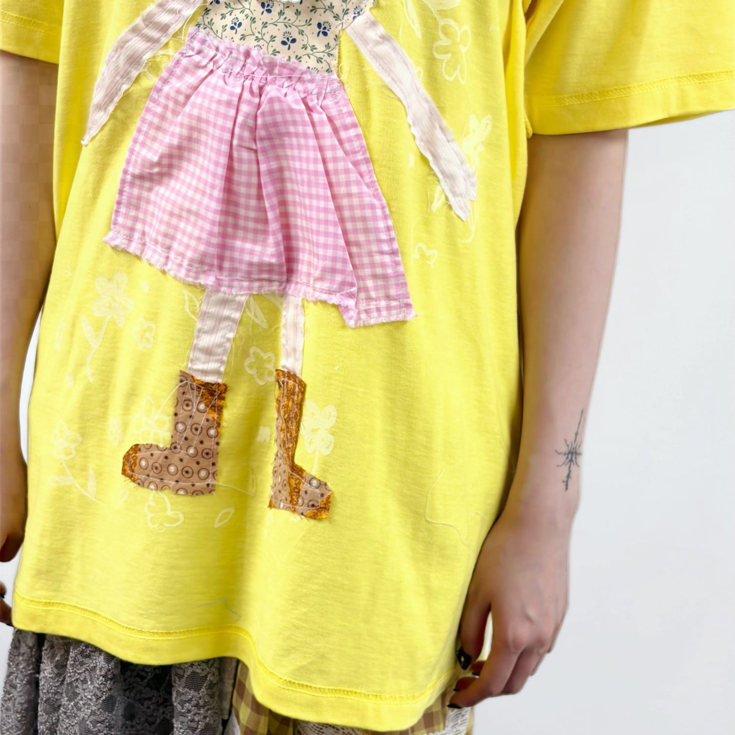 DOLL TSHIRTS / Yellow / ドールパッチワークTシャツ
