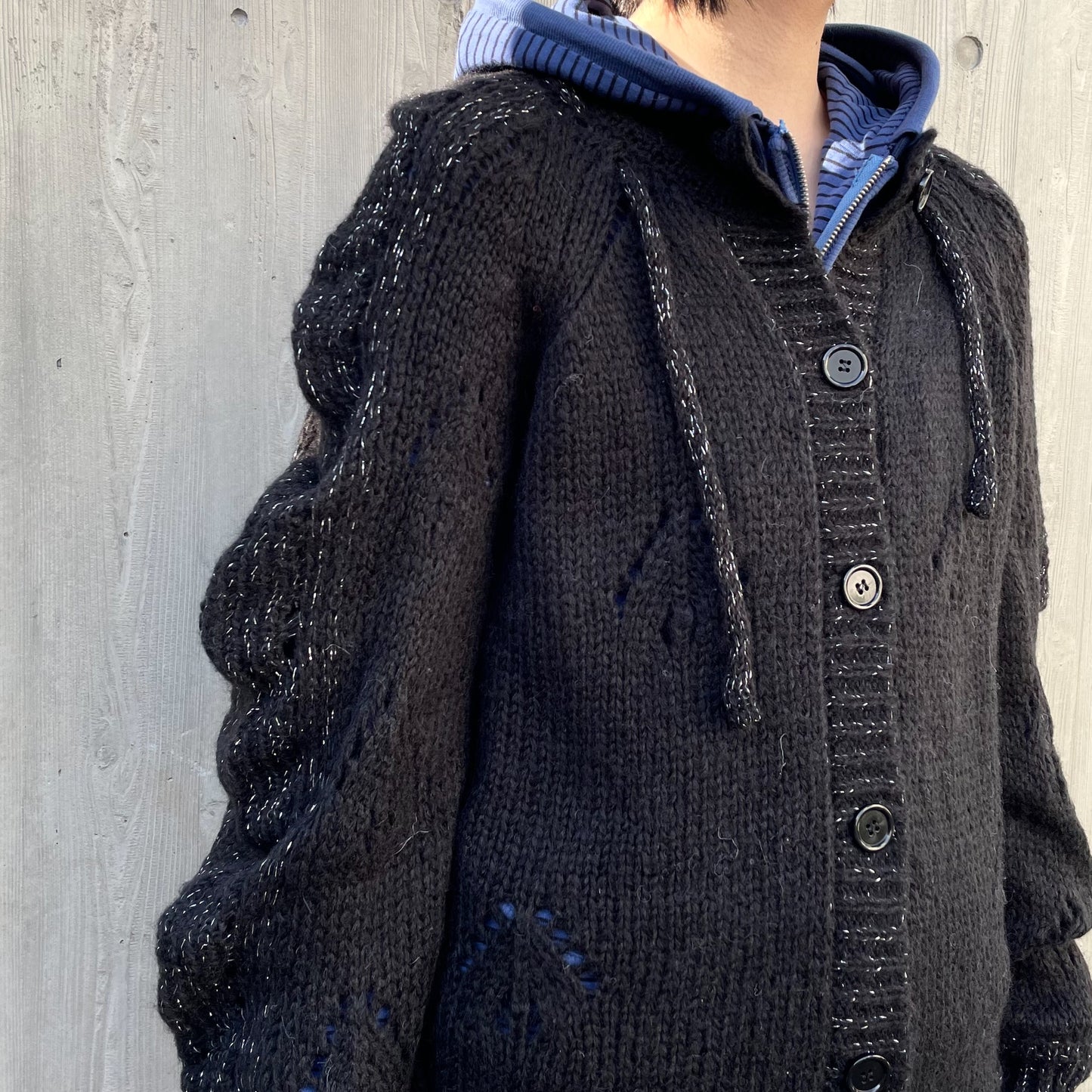 Glittered Knit Strap Cardigan / Black / グリッターニットストラップカーディガン