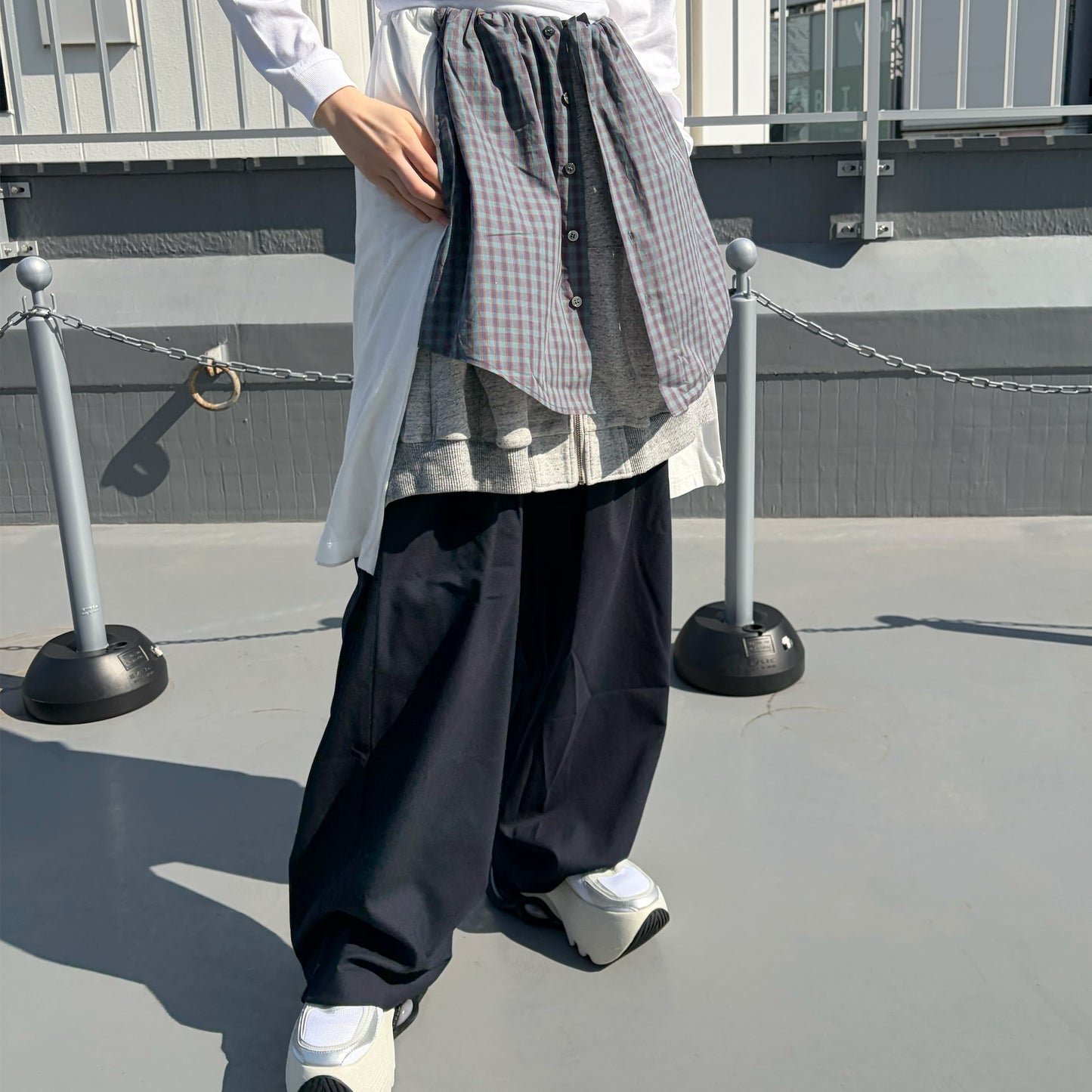 LAYERED PANTS / BLACK-GREEN / レイヤードパンツ
