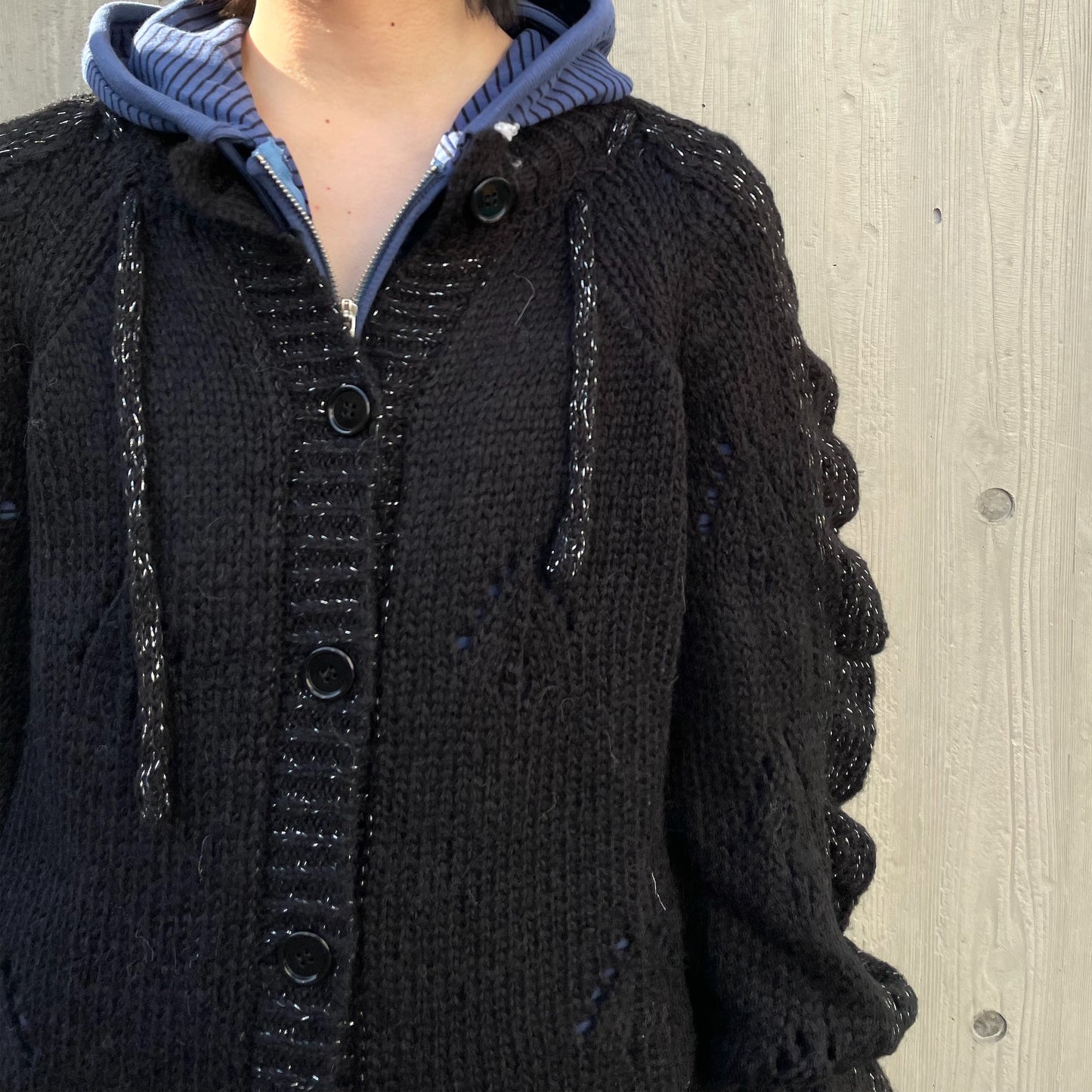 Glittered Knit Strap Cardigan / Black / グリッターニットストラップカーディガン