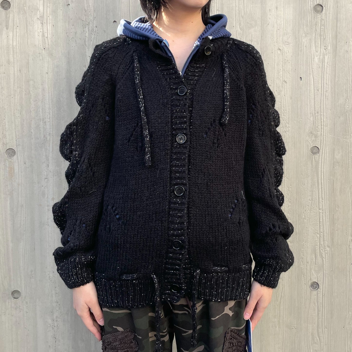 Glittered Knit Strap Cardigan / Black / グリッターニットストラップカーディガン