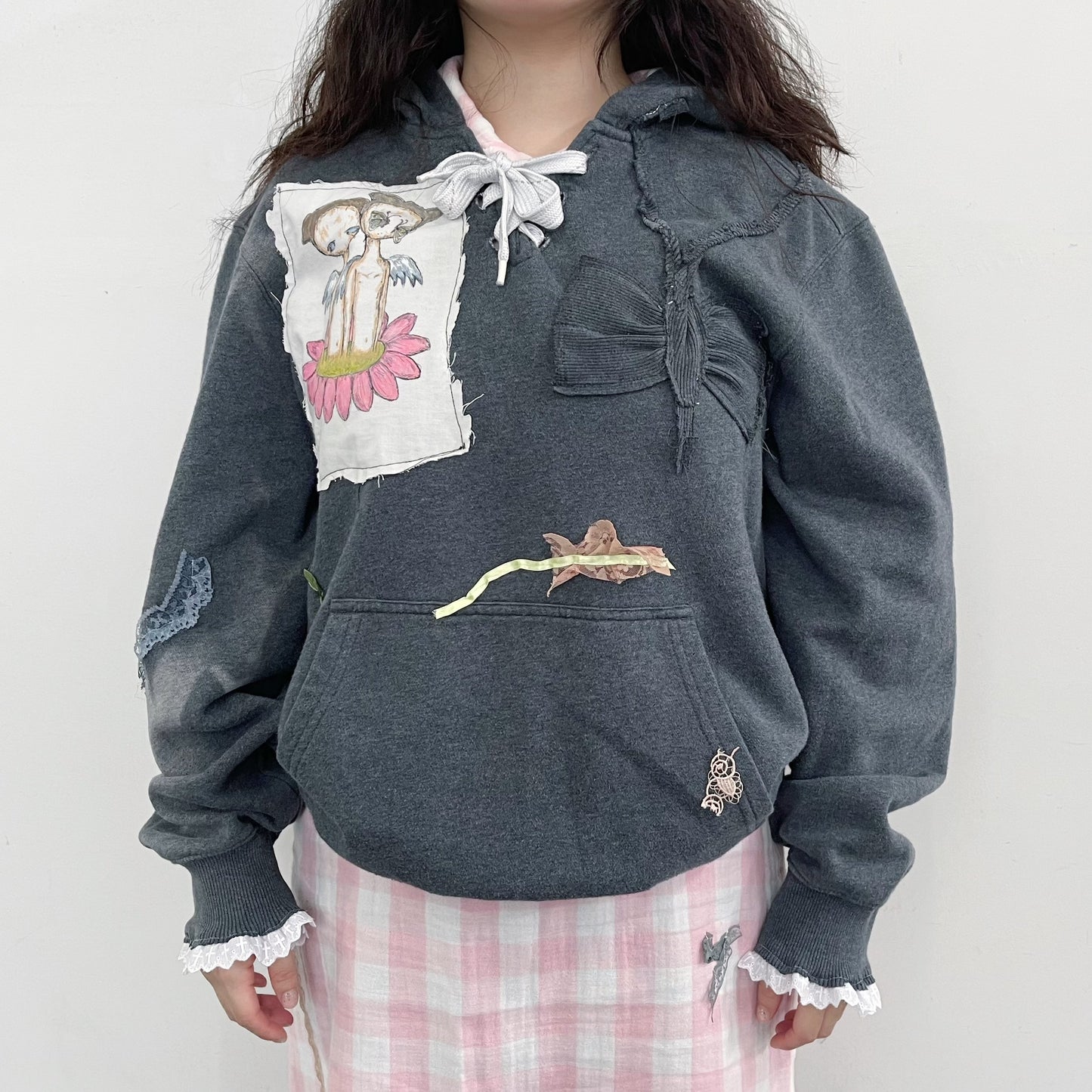 trust teji x TONII MONDO collabolation ★ Bond tie hoodie / Gray / ボンドタイフーディー