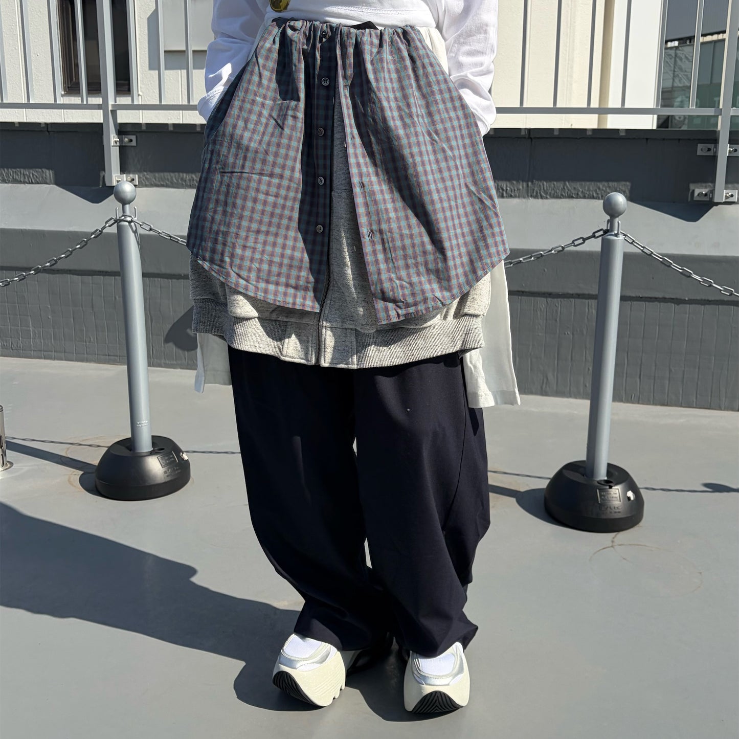 LAYERED PANTS / BLACK-GREEN / レイヤードパンツ