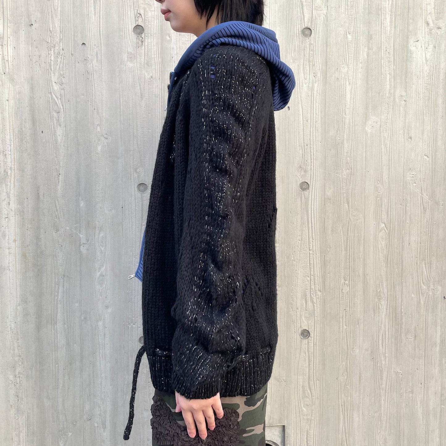 Glittered Knit Strap Cardigan / Black / グリッターニットストラップカーディガン