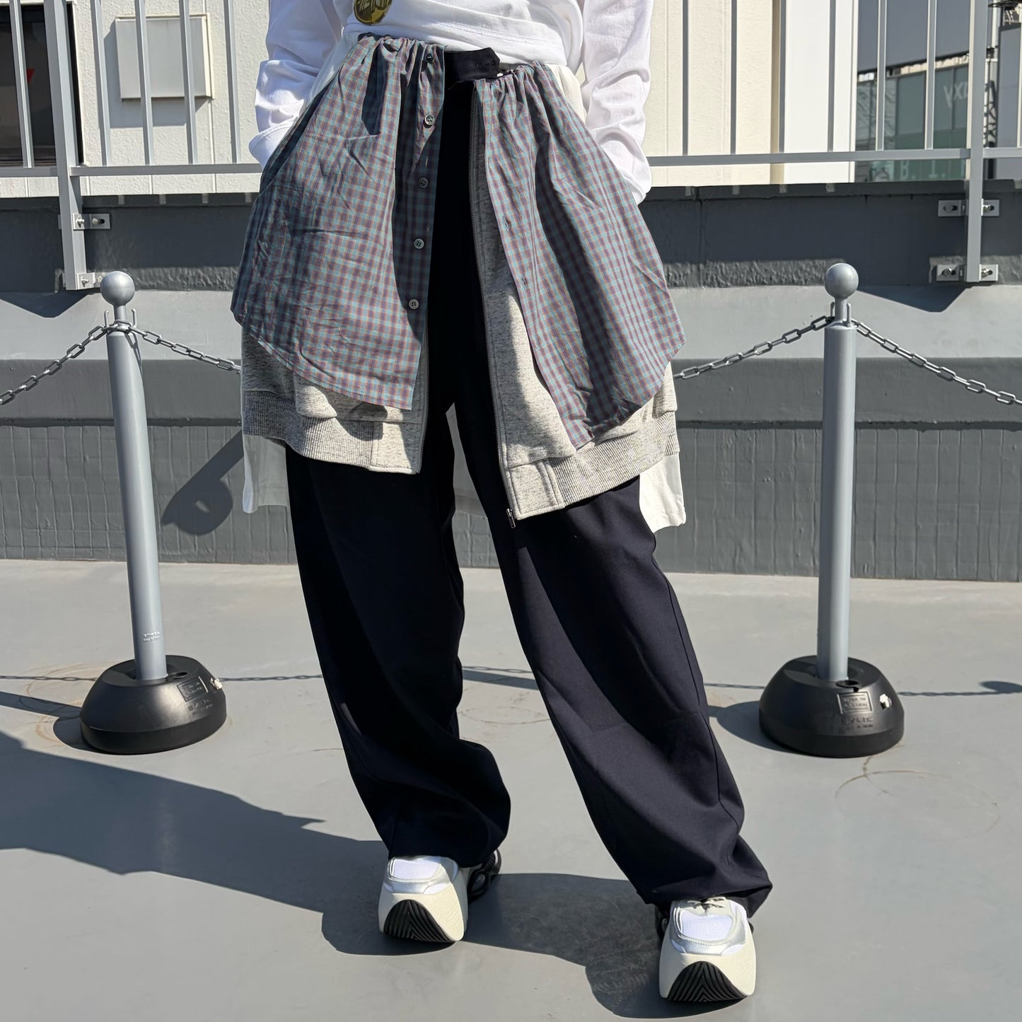 LAYERED PANTS / BLACK-GREEN / レイヤードパンツ