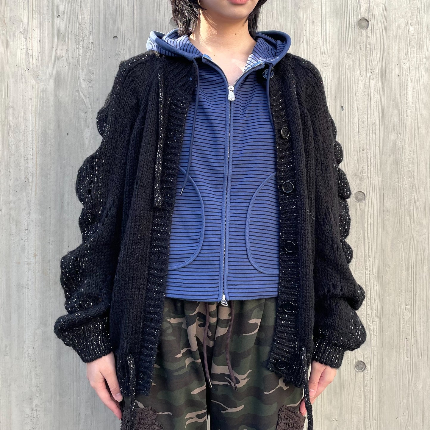 Glittered Knit Strap Cardigan / Black / グリッターニットストラップカーディガン
