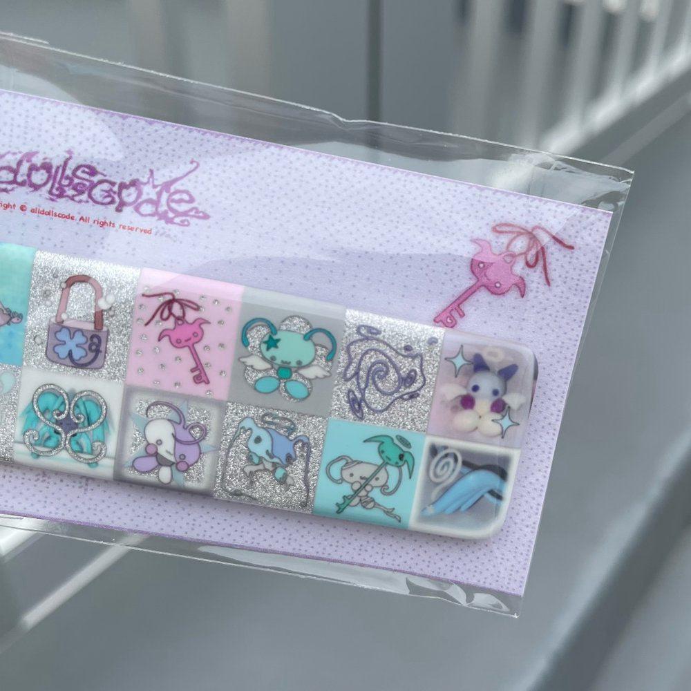 【alldollscode】badge（rectangle/ silver glitter ）/ バッジ