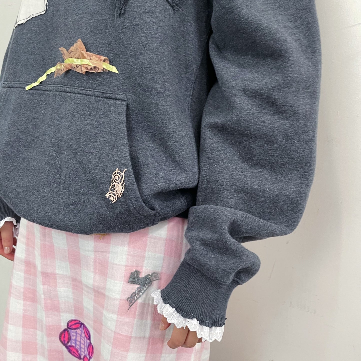 trust teji x TONII MONDO collabolation ★ Bond tie hoodie / Gray / ボンドタイフーディー