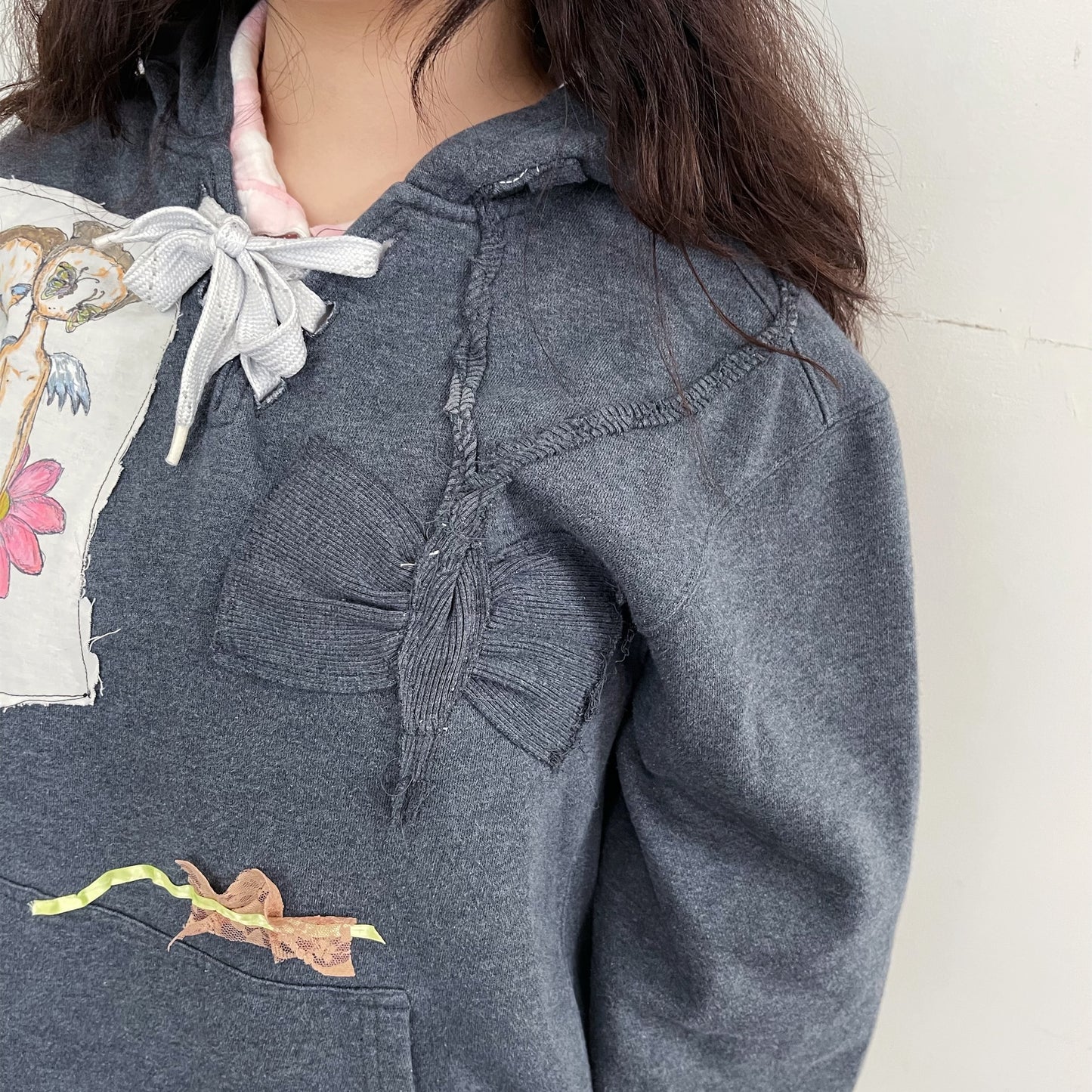 trust teji x TONII MONDO collabolation ★ Bond tie hoodie / Gray / ボンドタイフーディー