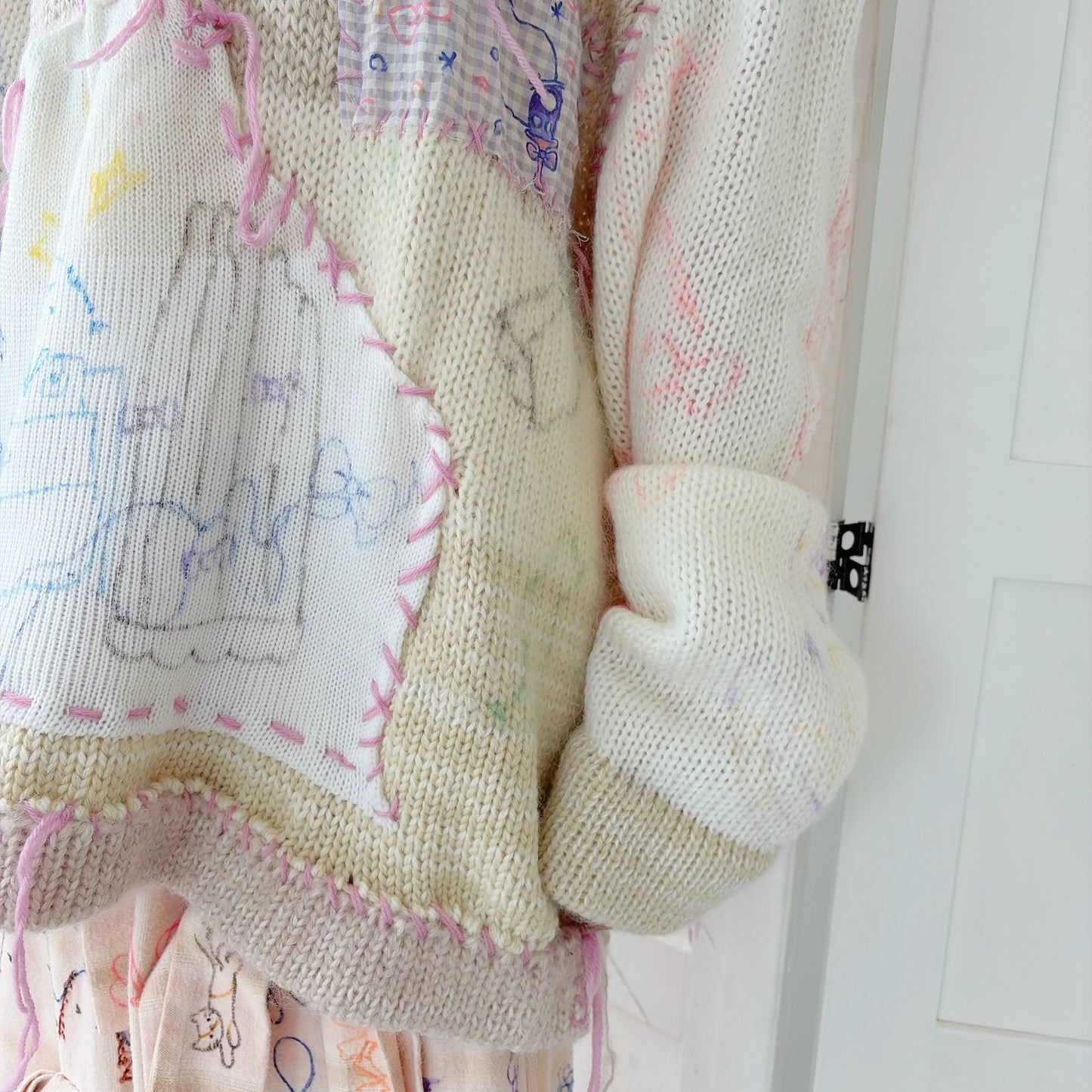 【Collabolation mimi-chan】 Mimi knit hoodie / Ivory / ドローイングニット