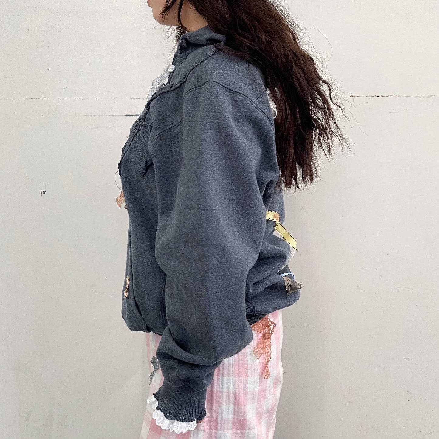 trust teji x TONII MONDO collabolation ★ Bond tie hoodie / Gray / ボンドタイフーディー