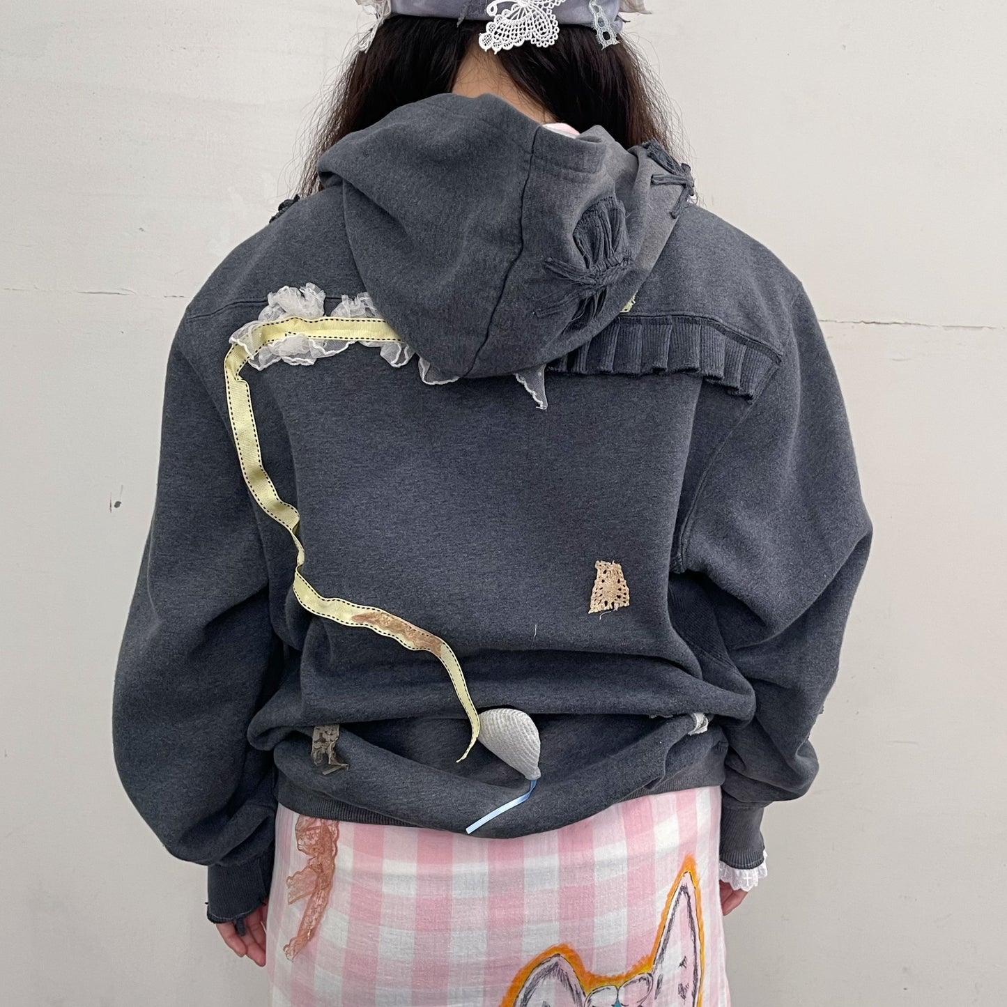 trust teji x TONII MONDO collabolation ★ Bond tie hoodie / Gray / ボンドタイフーディー