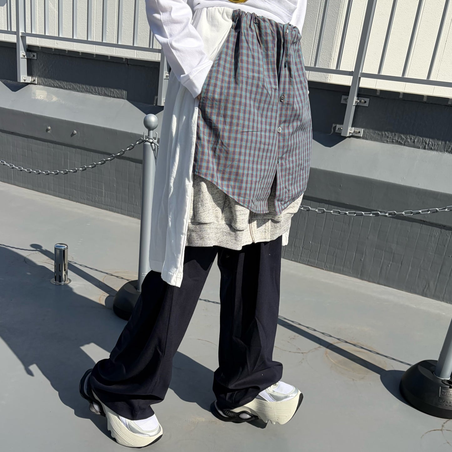 LAYERED PANTS / BLACK-GREEN / レイヤードパンツ