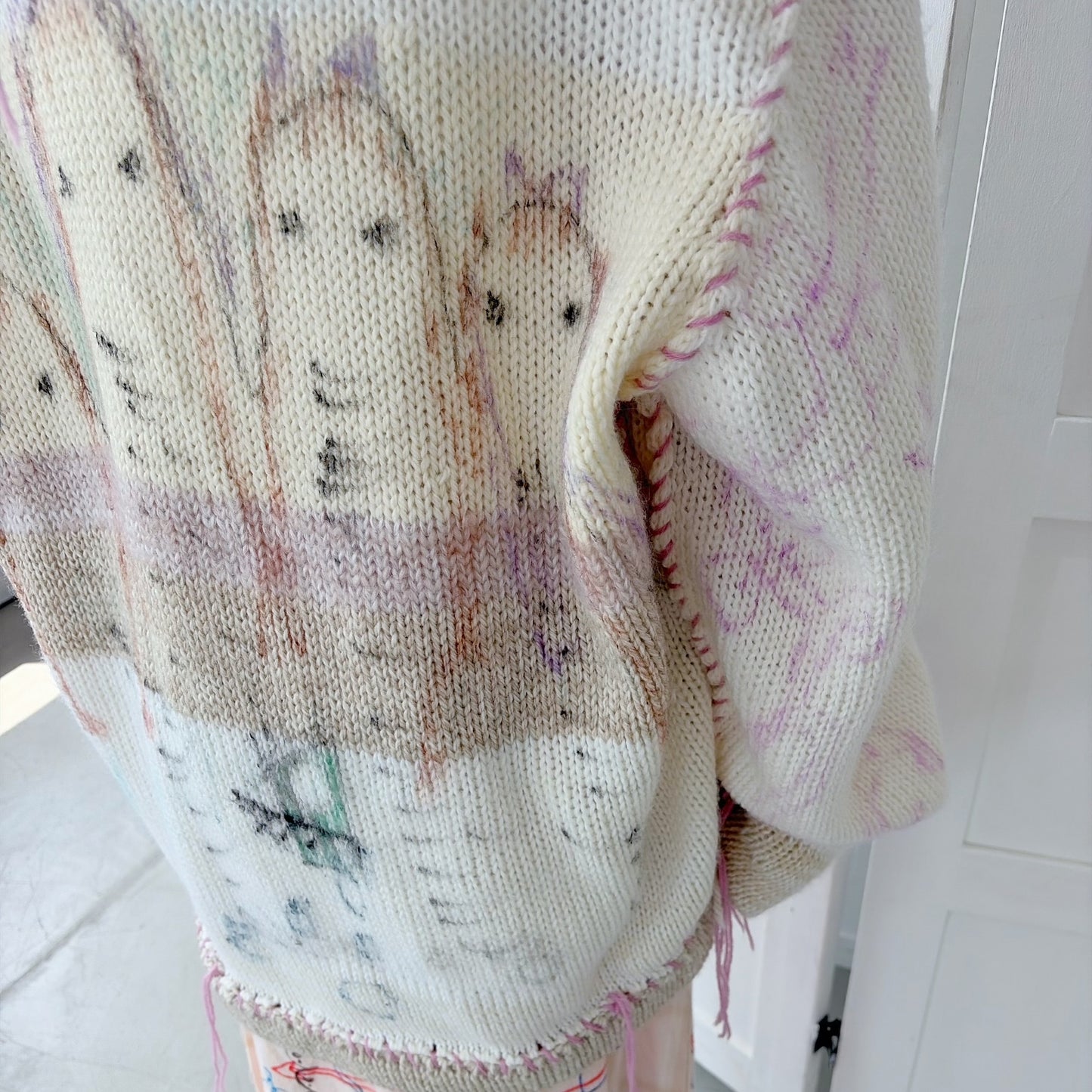 【Collabolation mimi-chan】 Mimi knit hoodie / Ivory / ドローイングニット