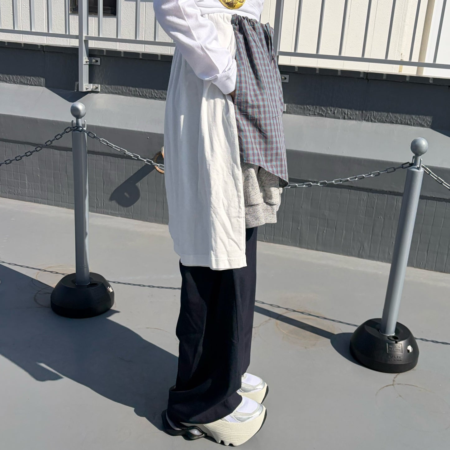 LAYERED PANTS / BLACK-GREEN / レイヤードパンツ