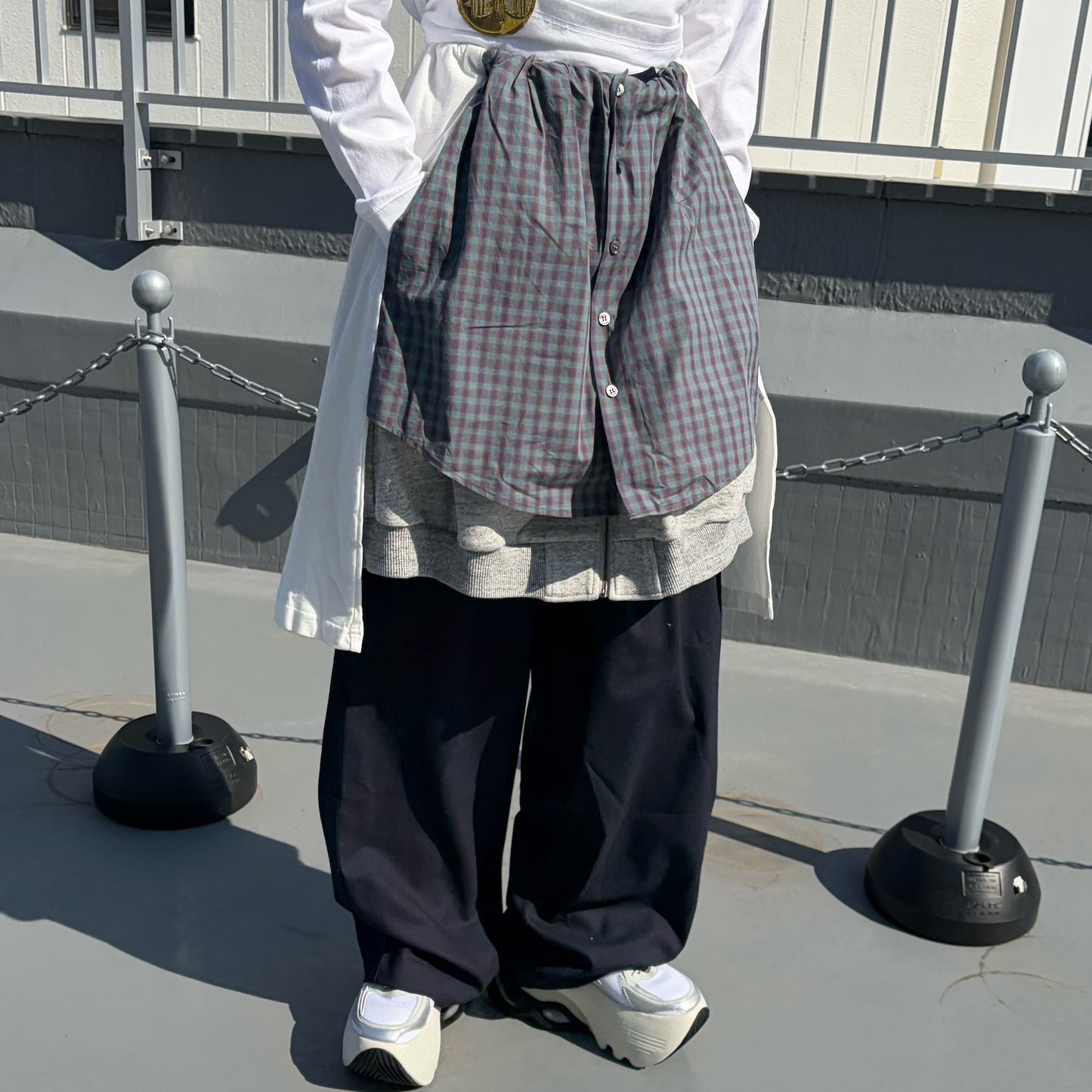 LAYERED PANTS / BLACK-GREEN / レイヤードパンツ