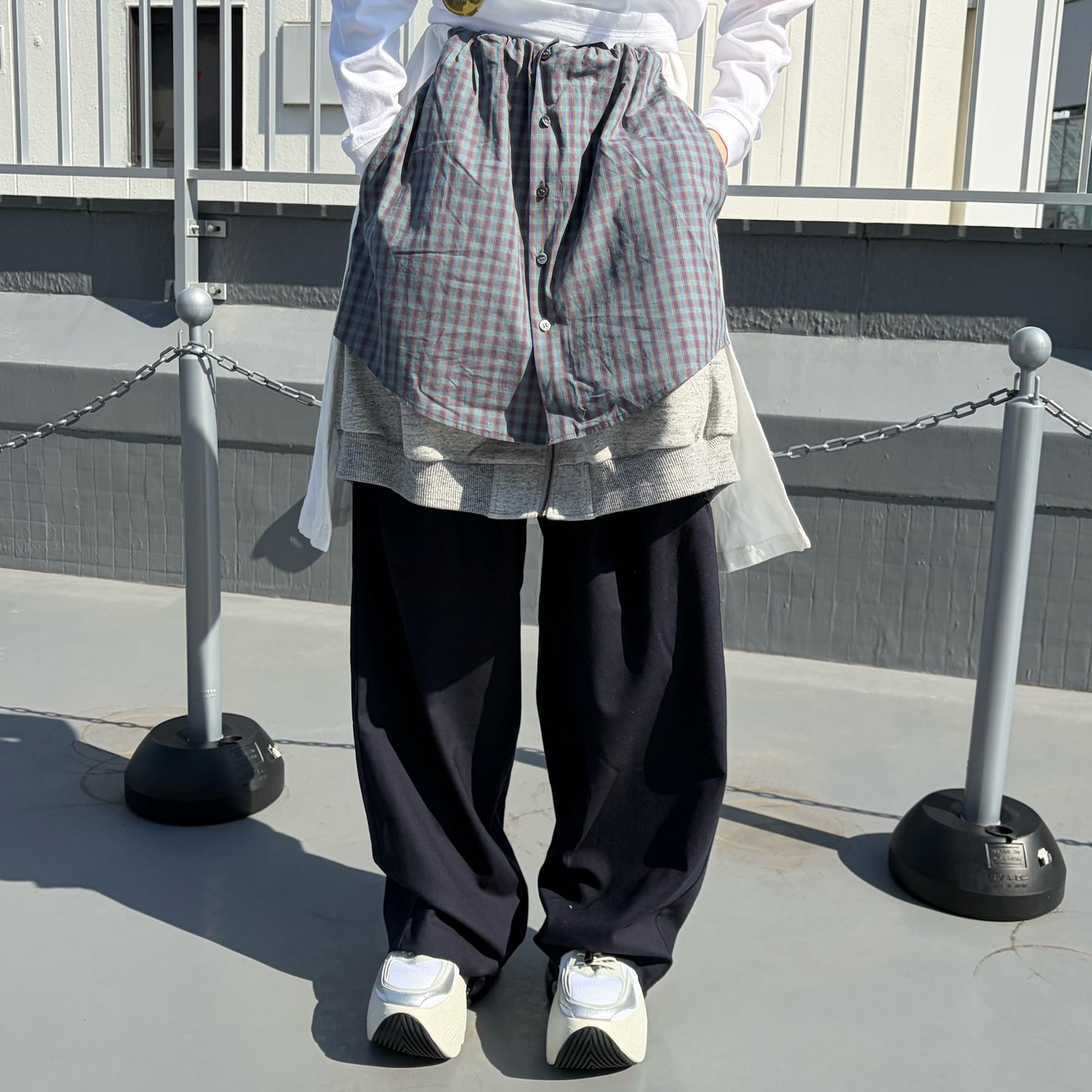 LAYERED PANTS / BLACK-GREEN / レイヤードパンツ