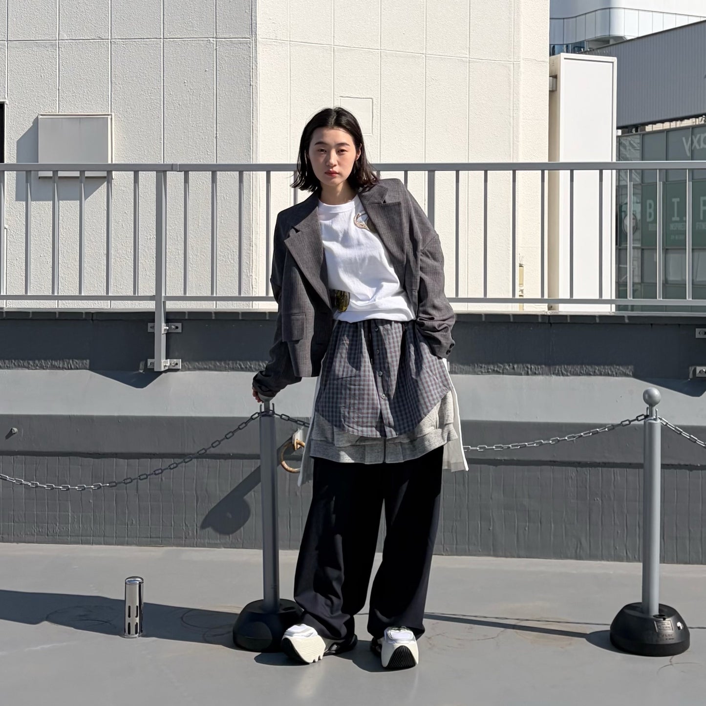 LAYERED PANTS / BLACK-GREEN / レイヤードパンツ