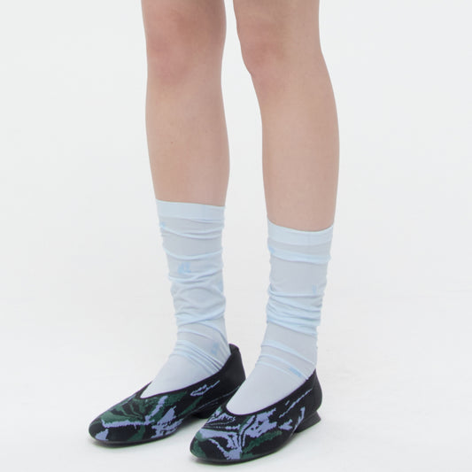 Web Knee Socks / Blue / グラフィックソックス