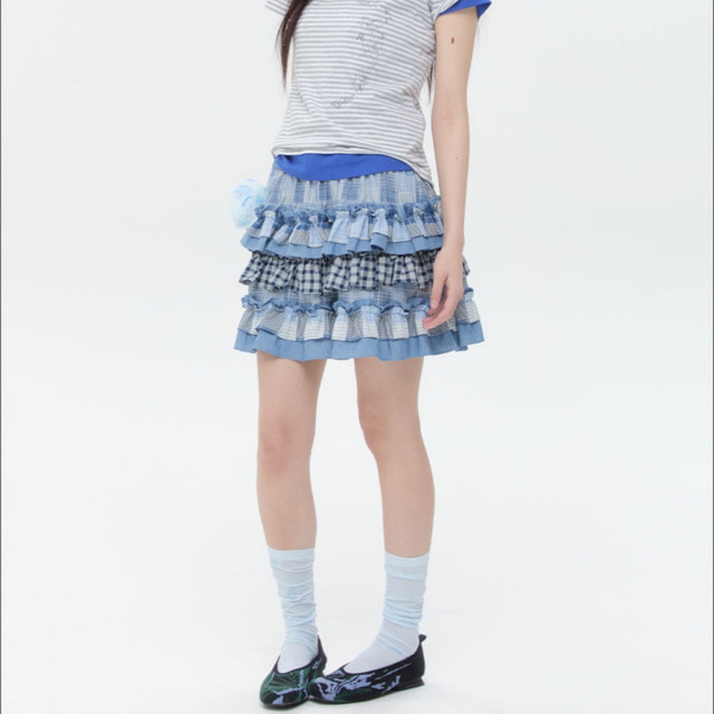 Web Knee Socks / Blue / グラフィックソックス