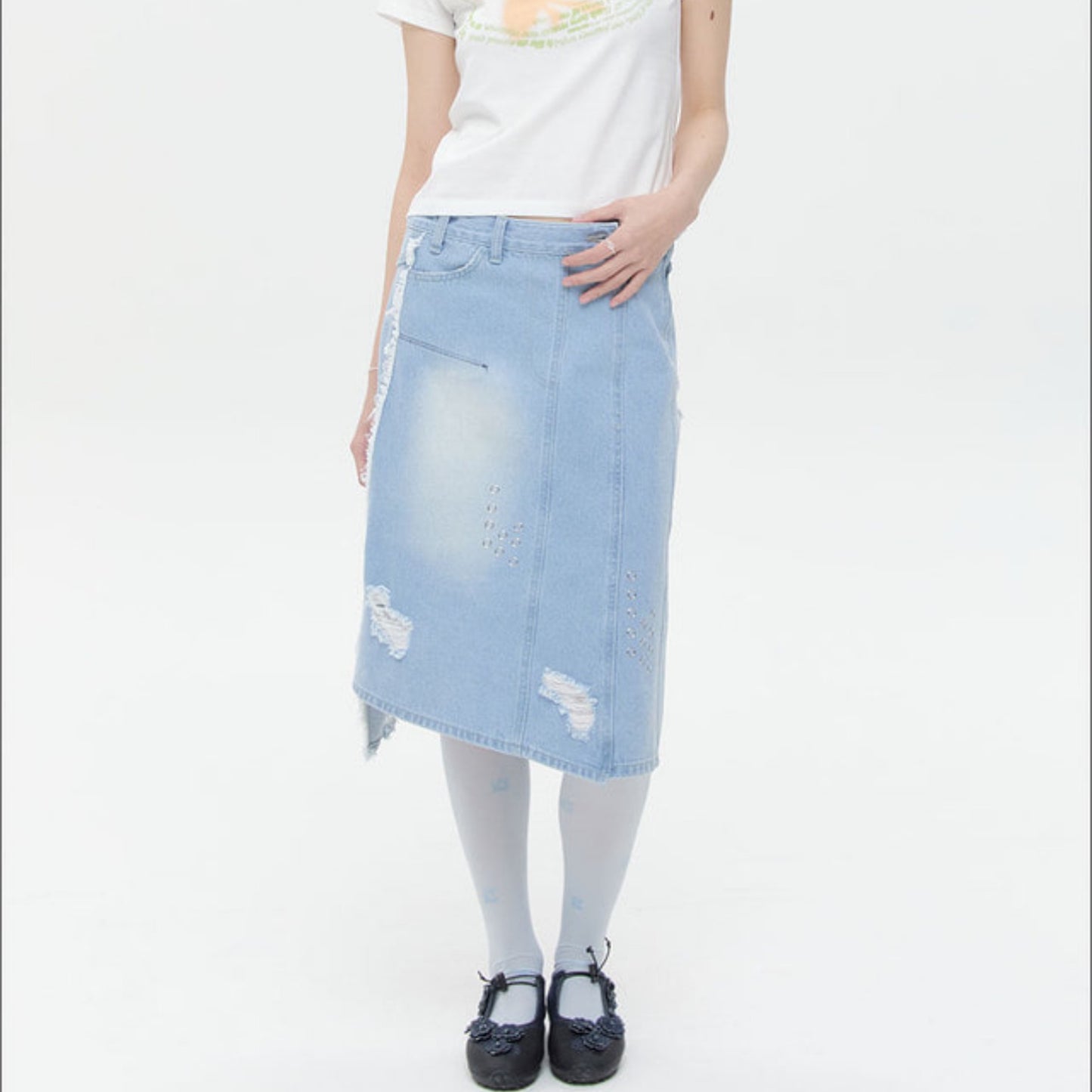 Web Knee Socks / Blue / グラフィックソックス