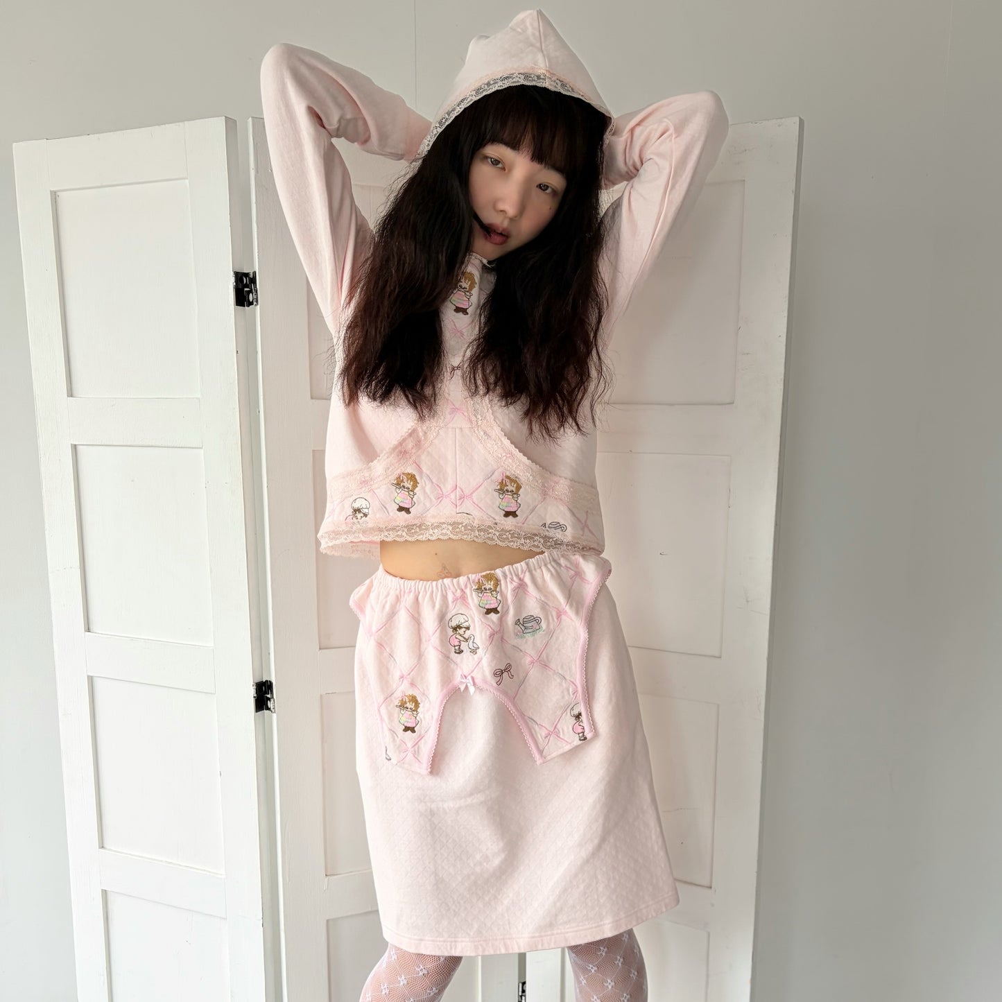 HOMEWEAR SKIRT / PINK / 刺繍スカート