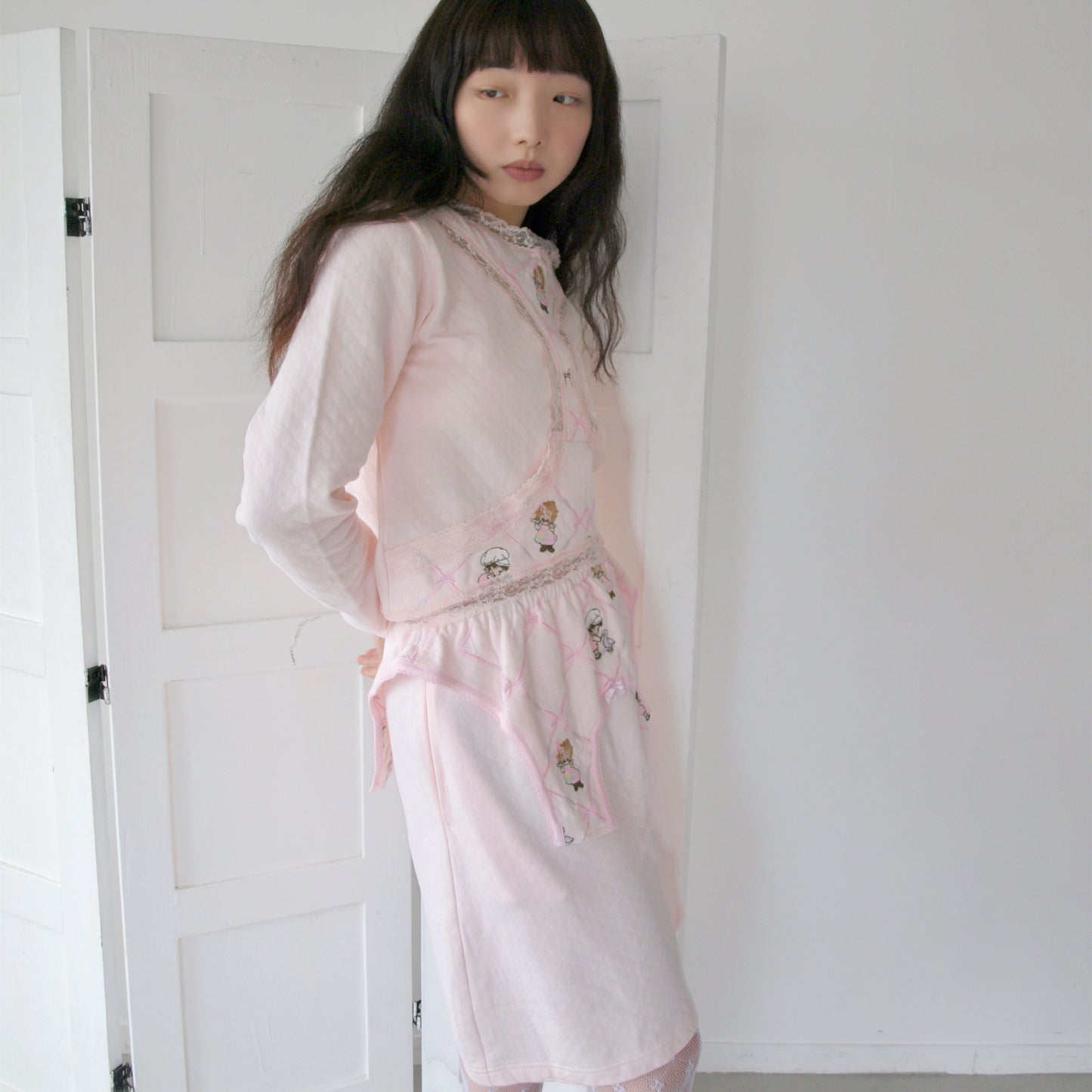 HOMEWEAR SKIRT / PINK / 刺繍スカート
