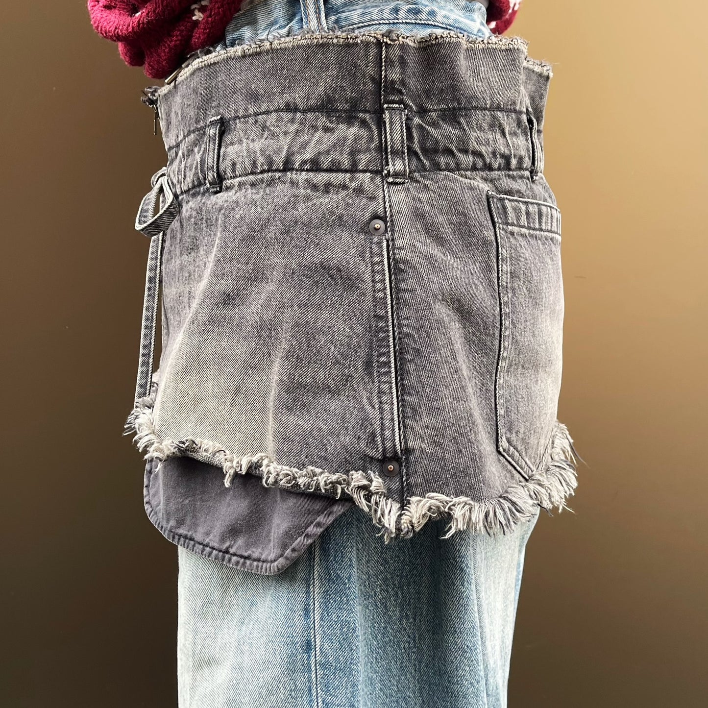 MINI CUT OFF DENIM SKIRT / BLACK / ショートデニムスカート