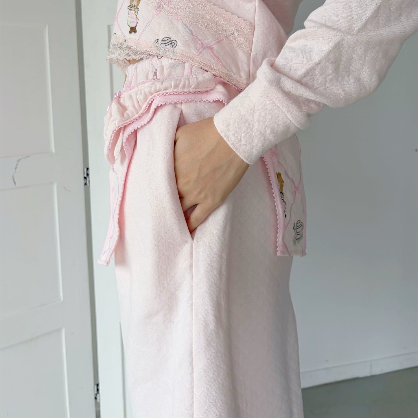HOMEWEAR SKIRT / PINK / 刺繍スカート